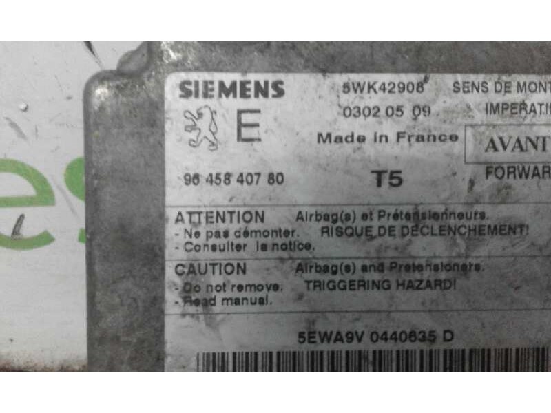 Recambio de centralita airbag para peugeot 307 (s1)    |   ... | 0 - 2005 referencia OEM IAM 5WK42908 9645840780 