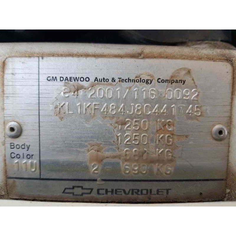 chevrolet matiz s   |   05.05 - 12.11 | 2005 - 2011 | 52 cv / 38 kw del año 2005