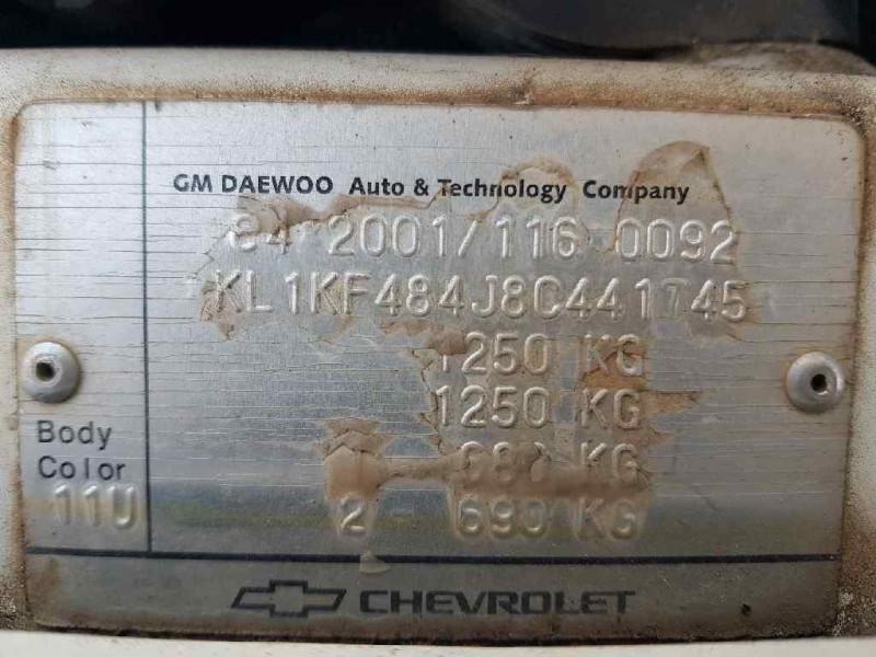 chevrolet matiz s   |   05.05 - 12.11 | 2005 - 2011 | 52 cv / 38 kw del año 2005