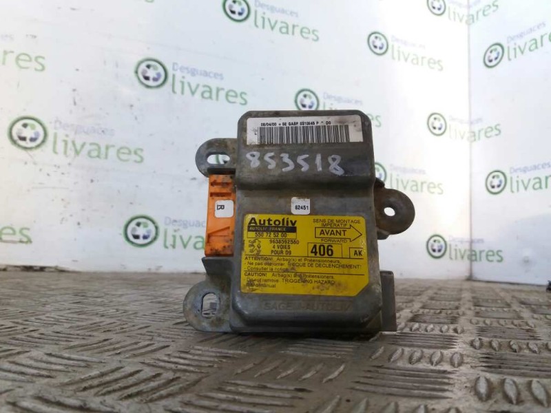 Recambio de centralita airbag para peugeot 406 berlina (s1/s2)    |   ... | 0 - 2005 referencia OEM IAM 550725200 9638592580 