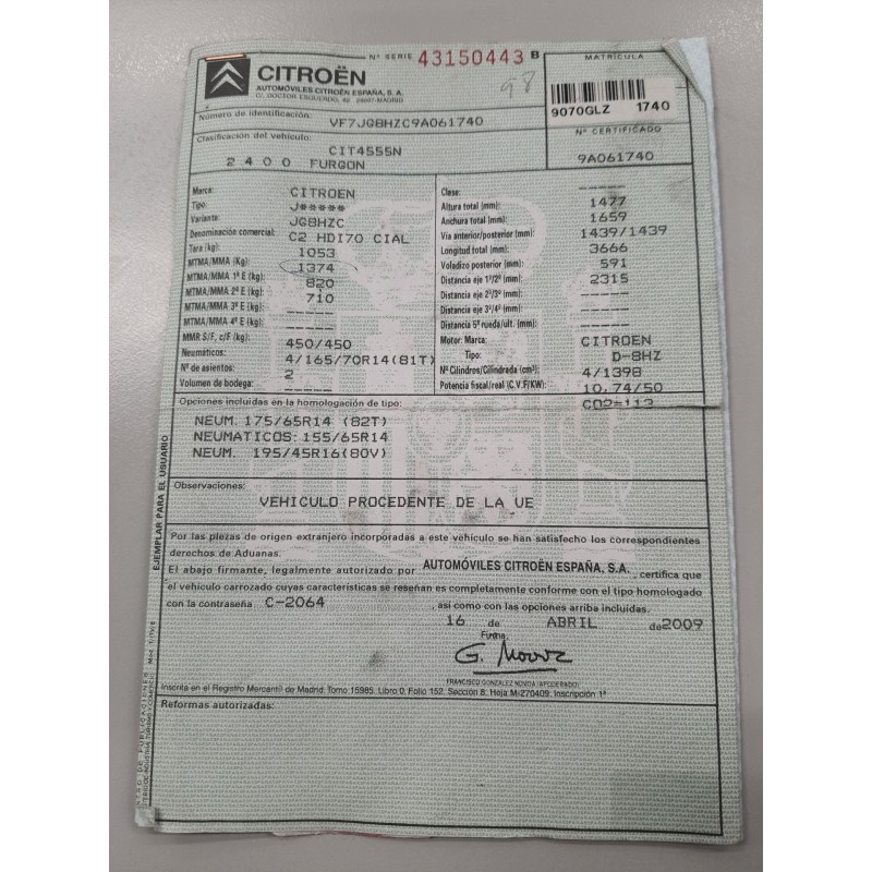 citroen c2 del año 2009