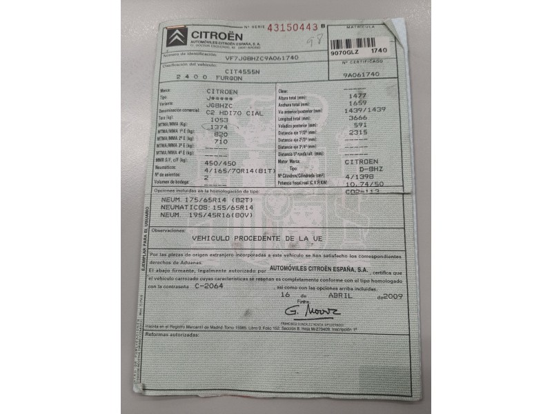 citroen c2 del año 2009