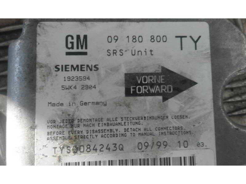 Recambio de centralita airbag para opel vectra b berlina comfort   |   02.99 - 12.02 | 1999 - 2002 | 101 cv / 74 kw referencia O