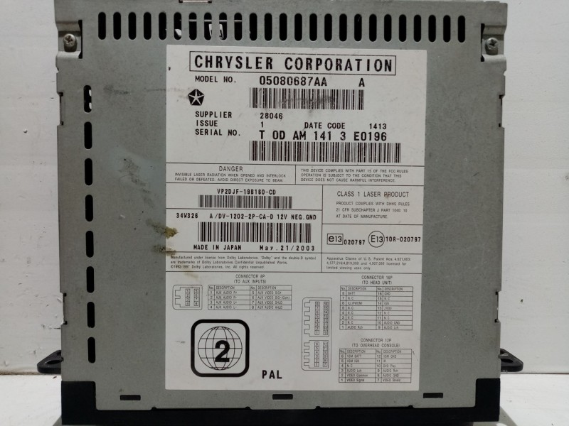 Recambio de sistema audio / radio cd para chrysler voyager (rg) referencia OEM IAM 05080687AA 05080687AA 
