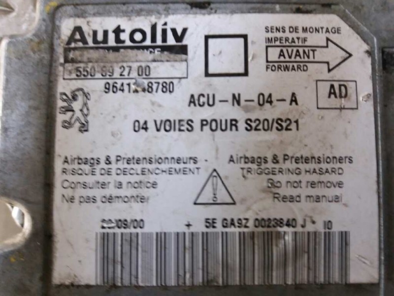 Recambio de centralita airbag para peugeot 106 (s2)    |   0.96 - 0.04 | 1996 - 2004 referencia OEM IAM 550892700 9641248780 