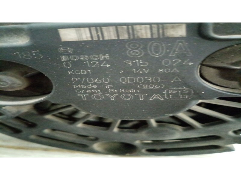 Recambio de alternador para toyota auris 1.4 16v cat referencia OEM IAM 0124315024 270600D030A 