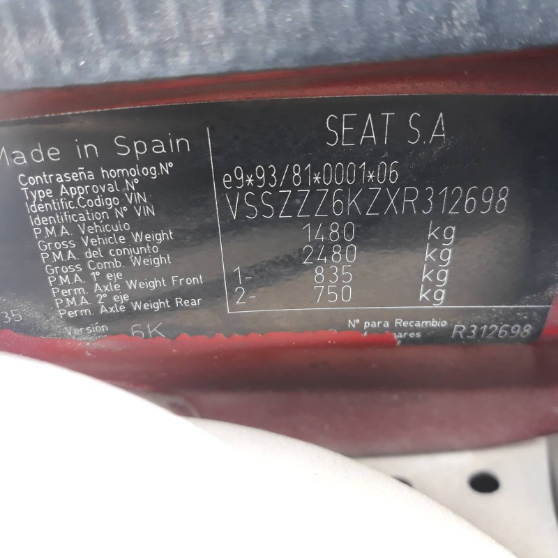 seat ibiza (6k) 1.9 diesel cat (1y)   |   0.93 - 0.99 | 1993 - 1999 | 64 cv / 47 kw del año 1993