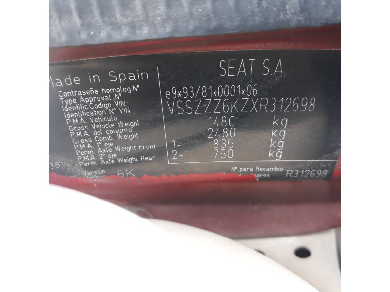 seat ibiza (6k) 1.9 diesel cat (1y)   |   0.93 - 0.99 | 1993 - 1999 | 64 cv / 47 kw del año 1993