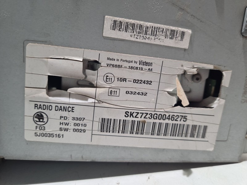 Recambio de sistema audio / radio cd para skoda fabia (5j2 ) young referencia OEM IAM 5J0035161A   Recambio de sistema audio / radio cd para skoda fabia (5j2 ) young referencia OEM IAM 5J0035161A