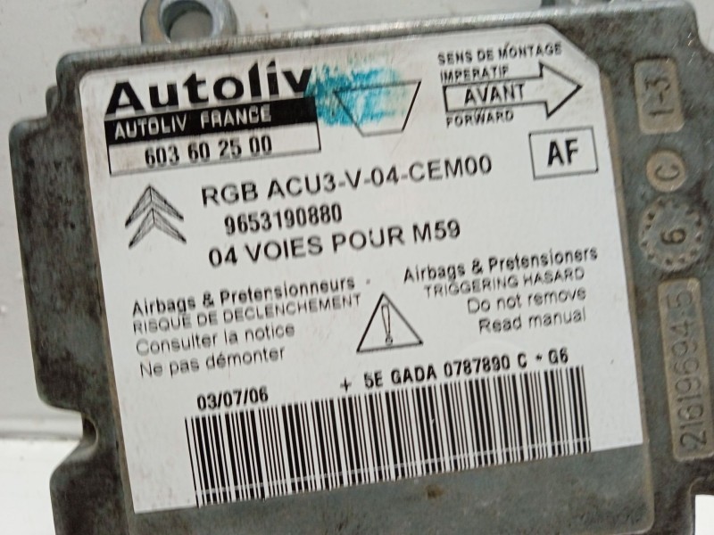 Recambio de centralita airbag para citroën berlingo 1.9 diesel referencia OEM IAM 603602500  