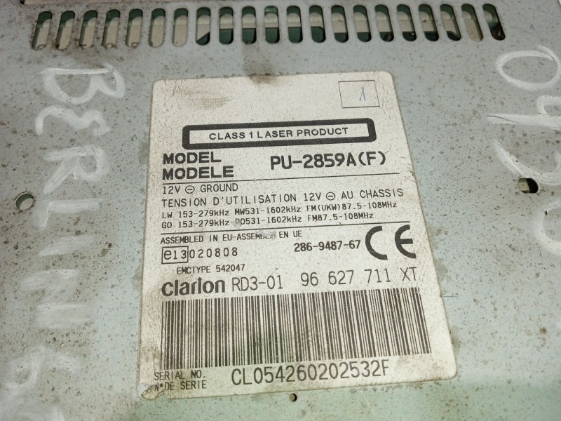 Recambio de sistema audio / radio cd para citroën berlingo 1.9 diesel referencia OEM IAM 96627711XT  