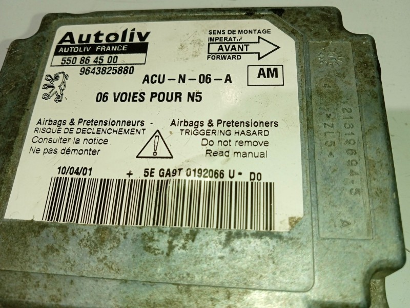 Recambio de centralita airbag para peugeot 306 (7b, n3, n5) 1.9 d referencia OEM IAM 9643825880  