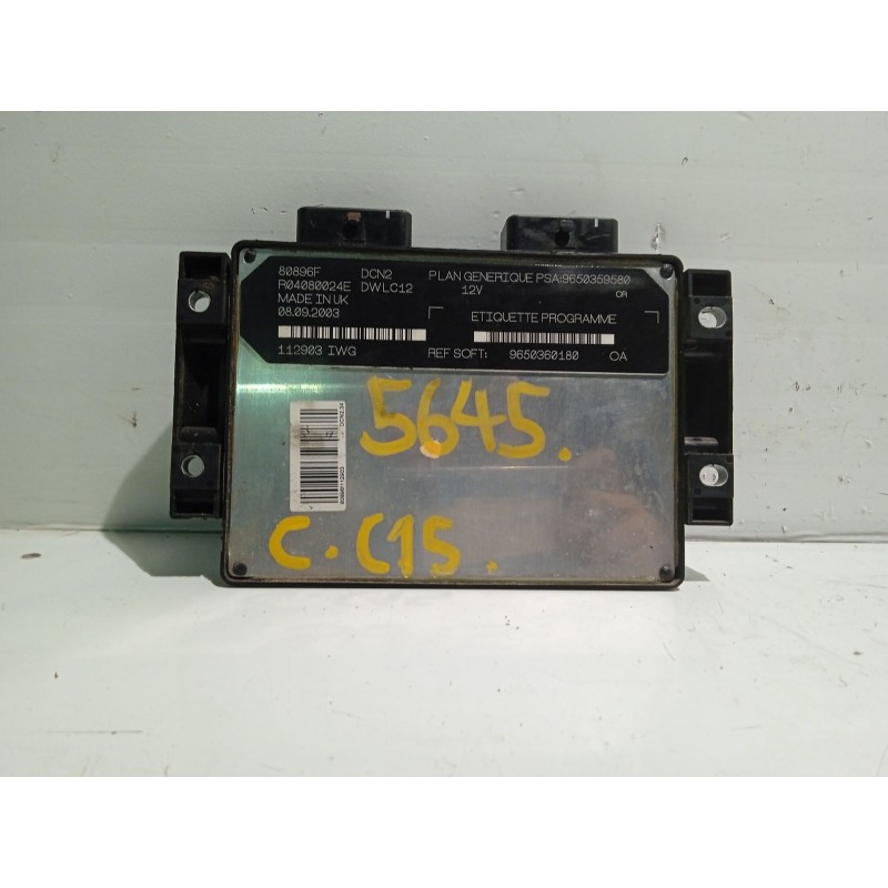 Recambio de centralita motor uce para citroën c15 furgoneta/monovolumen (vd_) 1.9 d referencia OEM IAM 9650359580 9650360180 