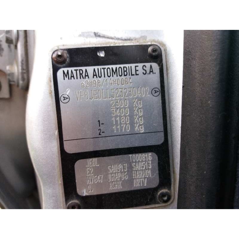 renault espace / grand espace (je0) 2.0 16v   |   0.00 - 0.02 | 2000 - 2002 | 140 cv / 103 kw del año 2000