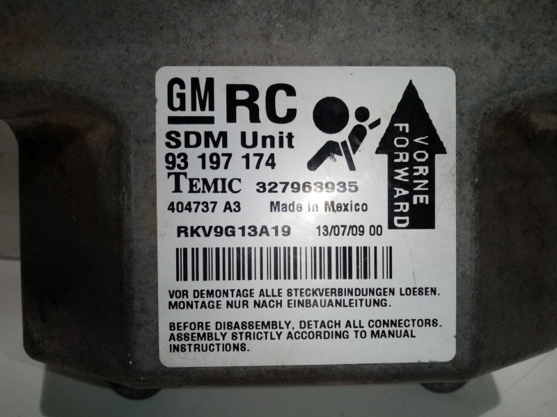 Recambio de centralita airbag para opel astra gtc 1.7 16v cdti referencia OEM IAM 93197174 327963935 