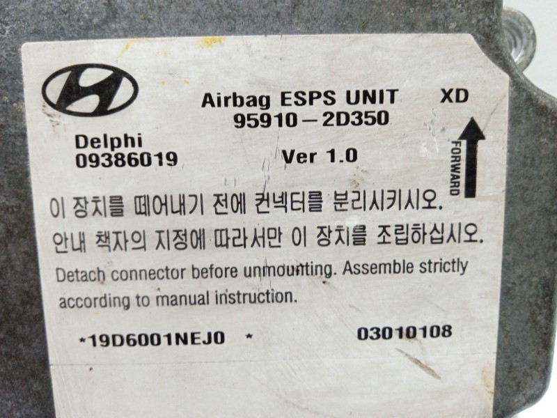 Recambio de centralita airbag para hyundai elantra iii (xd) 2.0 crdi referencia OEM IAM 959102D350 03010108 