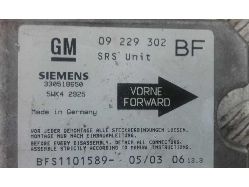 Recambio de centralita airbag para opel astra g berlina comfort   |   02.98 - 12.03 | 1998 - 2003 | 101 cv / 74 kw referencia OE