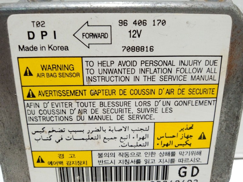 Recambio de centralita airbag para daewoo kalos (klas) 1.4 referencia OEM IAM 96406170 7088816 