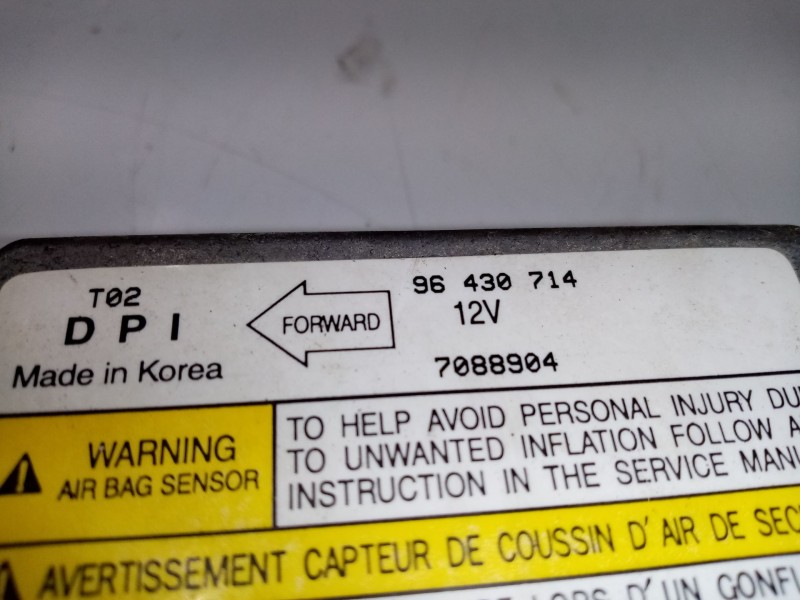 Recambio de centralita airbag para chevrolet aveo / kalos fastback (t200) 1.2 referencia OEM IAM 96430714  