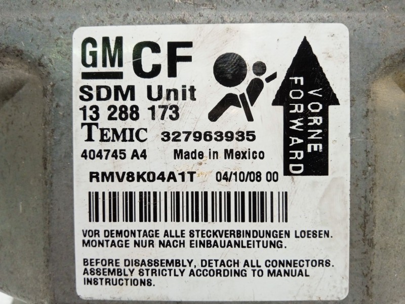 Recambio de centralita airbag para opel zafira b 1.9 cdti referencia OEM IAM 13288173  
