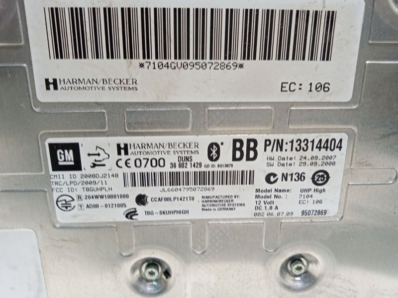 Recambio de modulo electronico para opel insignia berlina cosmo referencia OEM IAM 13314404 95072869 