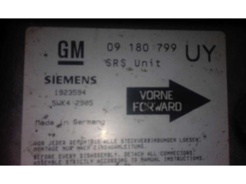 Recambio de centralita airbag para opel astra g berlina    |   0.98 - 0.04 | 1998 - 2004 referencia OEM IAM 5WK42905 09180799  Recambio de centralita airbag para opel astra g berlina    |   0.98 - 0.04 | 1998 - 2004 referencia OEM IAM 5WK42905 09180799