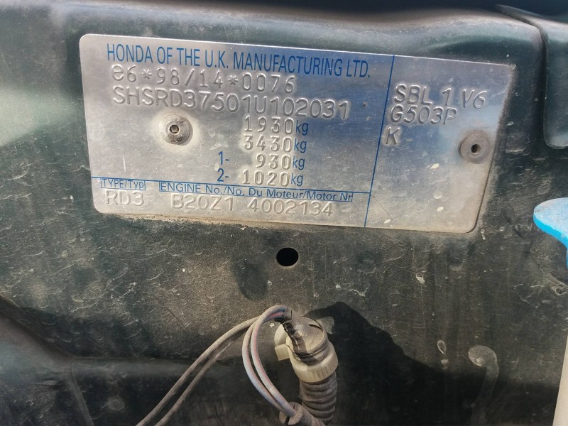 honda cr-v (rd1/3) 2.0 16v cat   |   0.97 - 0.02 | 1997 - 2002 | 147 cv / 108 kw del año 1997