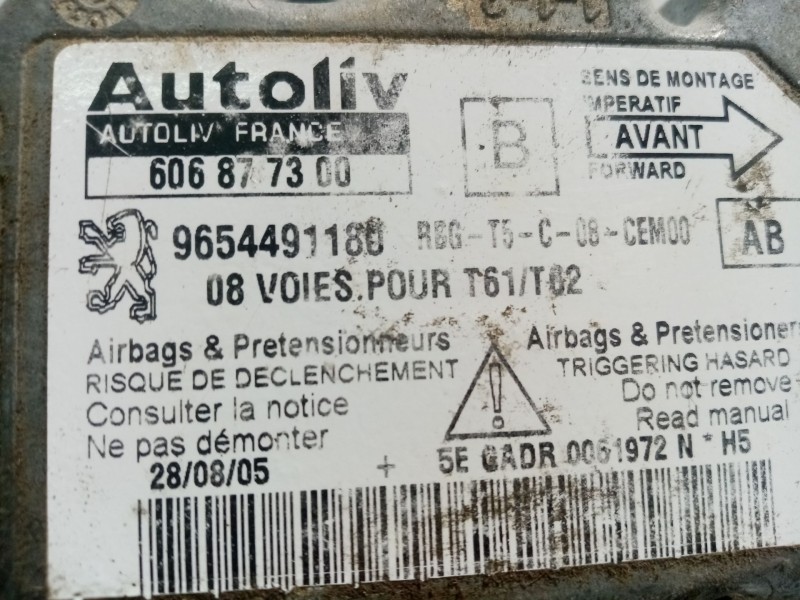 Recambio de centralita airbag para peugeot 307 berlina (s2) 1.6 hdi referencia OEM IAM 9654491180  