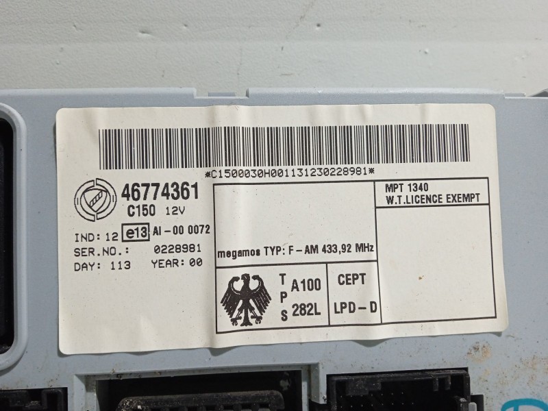 Recambio de modulo electronico para fiat punto berlina referencia OEM IAM 46774361  