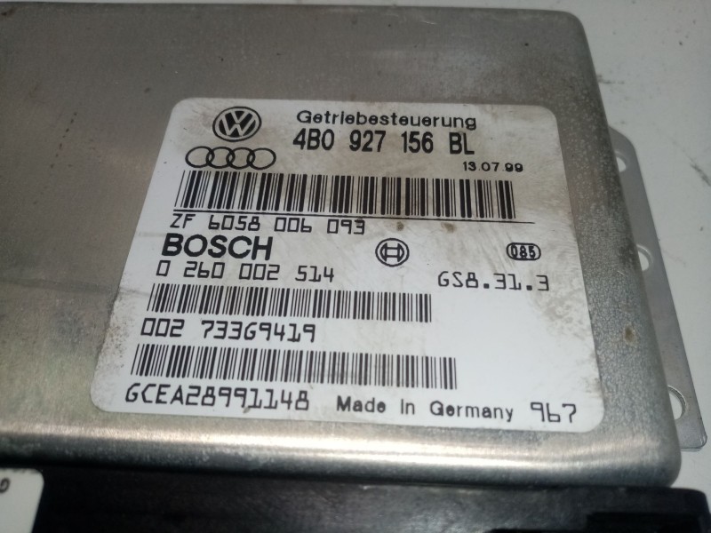 Recambio de centralita cambio automatico para audi a6 berlina (4b2) 2.5 tdi referencia OEM IAM 4B0927156BL  