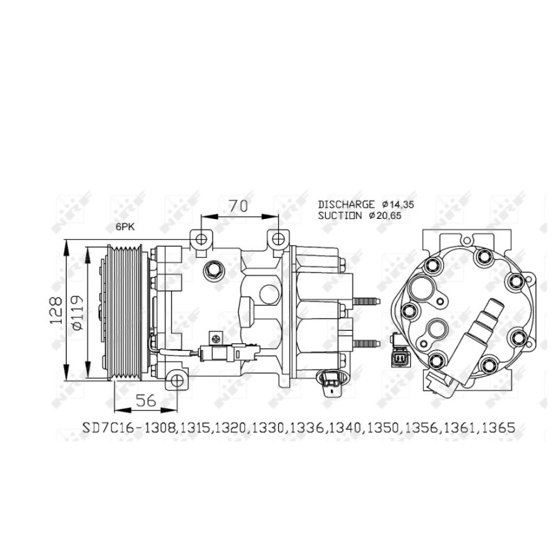 Recambio de compresor aire acondicionado para peugeot 308 i (4a_, 4c_) 2.0 hdi referencia OEM IAM 6453WQ 82D0156222MA 82D0156222