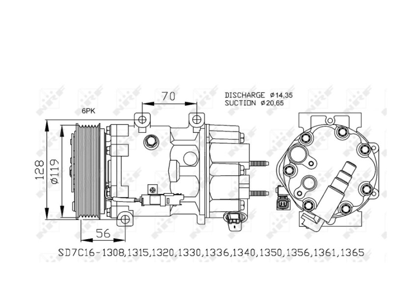 Recambio de compresor aire acondicionado para peugeot 308 i (4a_, 4c_) 2.0 hdi referencia OEM IAM 6453WQ 82D0156222MA 82D0156222