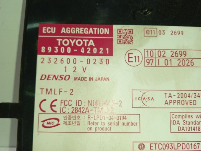 Recambio de modulo electronico para toyota rav 4 iii (_a3_) 2.2 d 4wd (ala30_) referencia OEM IAM 8930042021  