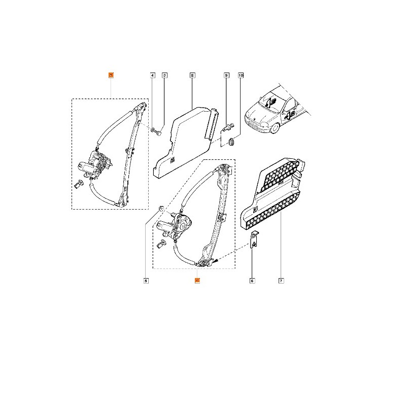 Recambio de elevalunas delantero derecho para renault clio ii (bb_, cb_) 1.2 (bb0a, bb0f, bb10, bb1k, bb28, bb2d, bb2h, cb0a,...