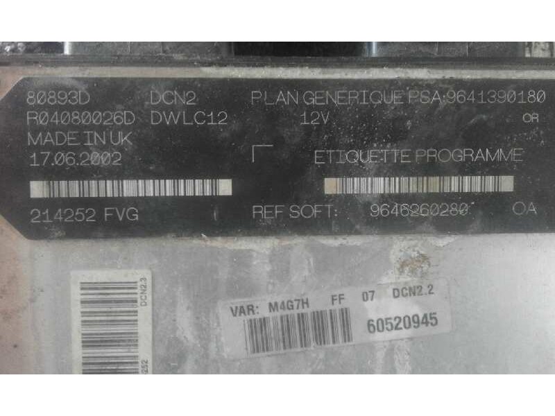 Recambio de centralita motor uce para peugeot partner (s1) 1.9 diesel   |   ... | 0 - 2002 | 69 cv / 51 kw referencia OEM IAM   