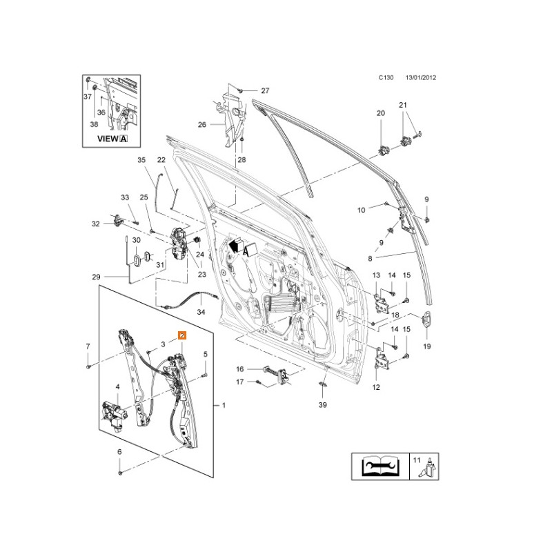 Recambio de elevalunas delantero derecho para opel astra j (p10) 1.7 cdti (68) referencia OEM IAM 13350759 140340 140314