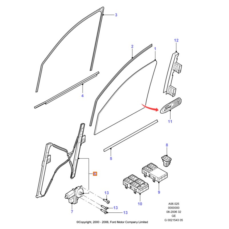 Recambio de elevalunas delantero derecho para ford mondeo iii (b5y) 2.0 tdci referencia OEM IAM 1417697  