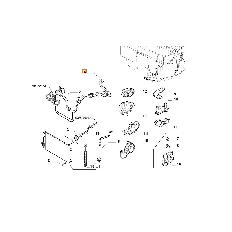 Recambio de tubos aire acondicionado para lancia lybra berlina referencia OEM IAM 46544130  