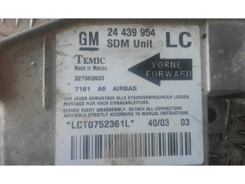 Recambio de centralita airbag para opel corsa c essentia   |   08.03 - 12.06 | 2003 - 2006 | 69 cv / 51 kw referencia OEM IAM 93