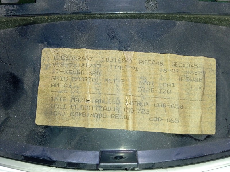 Recambio de cuadro instrumentos para citroën xsara (n1) 1.9 d referencia OEM IAM 9639708580 216530840 