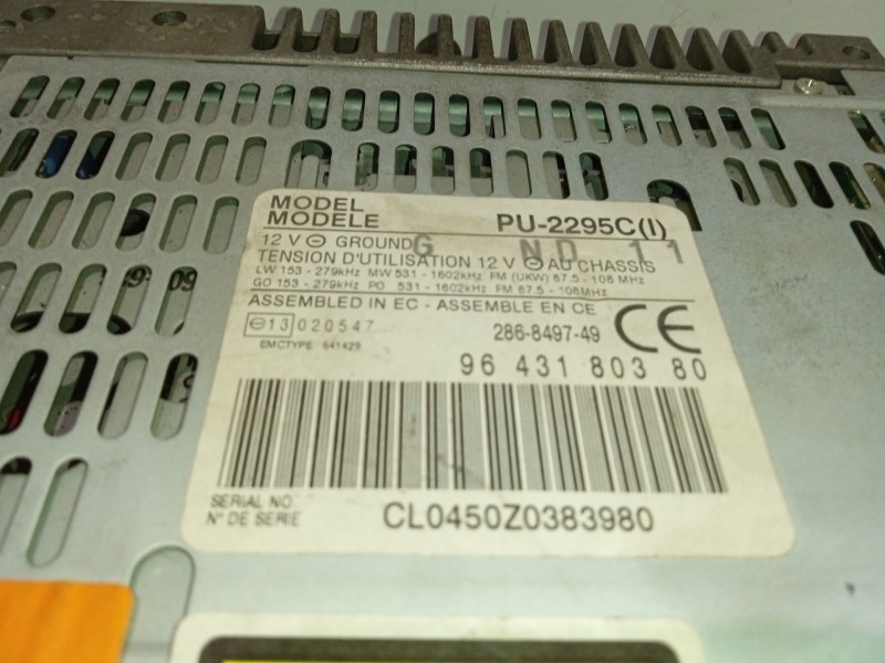 Recambio de sistema audio / radio cd para citroën xsara (n1) 1.9 d referencia OEM IAM 9643180380  