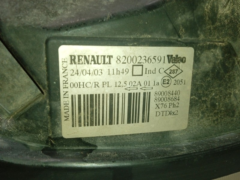 Recambio de faro derecho para renault kangoo (kc0/1_) 1.5 dci (kc07) referencia OEM IAM 8200236591  