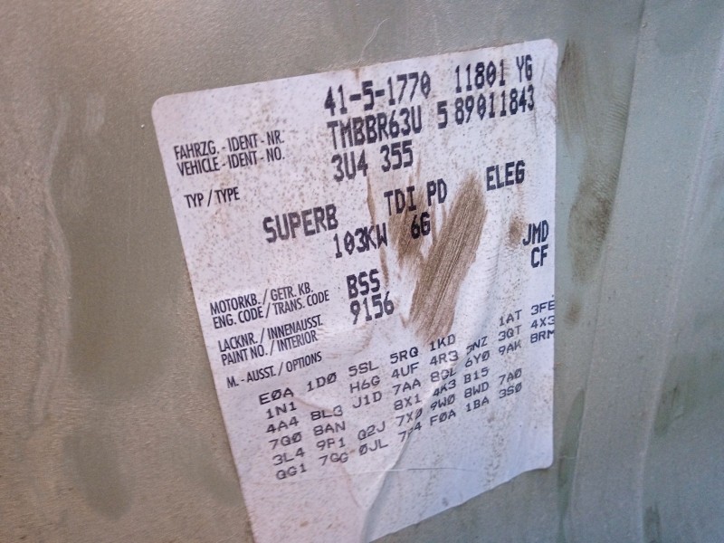 Recambio de caja cambios para skoda superb i (3u4) 2.0 tdi referencia OEM IAM JMD  