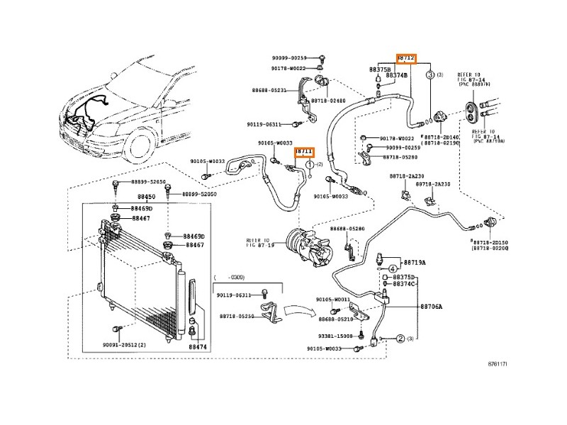 Recambio de tubos aire acondicionado para toyota avensis (_t25_) 1.8 (zzt251_) referencia OEM IAM 8871205280 8870305240 