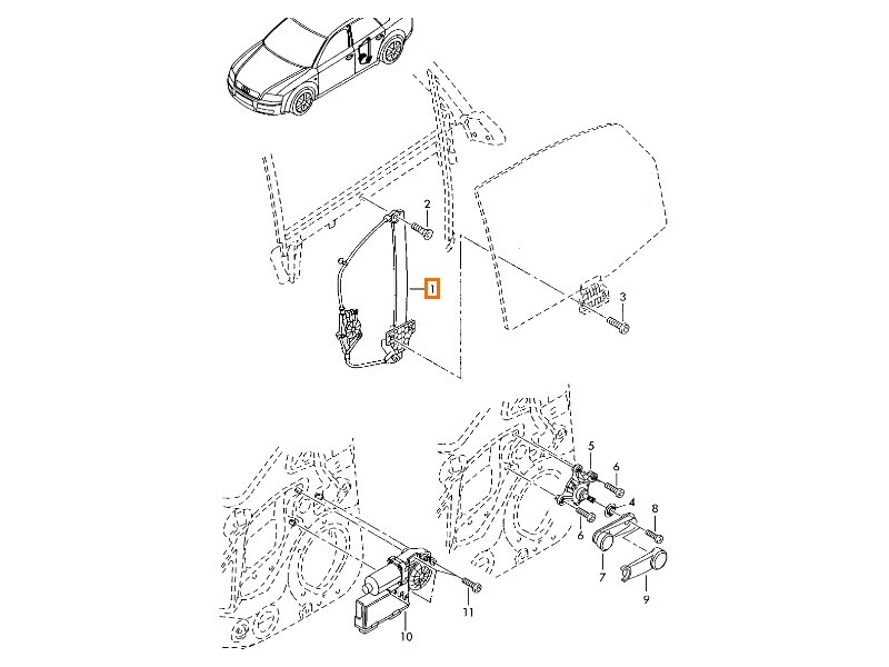 Recambio de elevalunas trasero izquierdo para audi a4 b6 avant (8e5) 2.5 tdi referencia OEM IAM 8E0839461C  