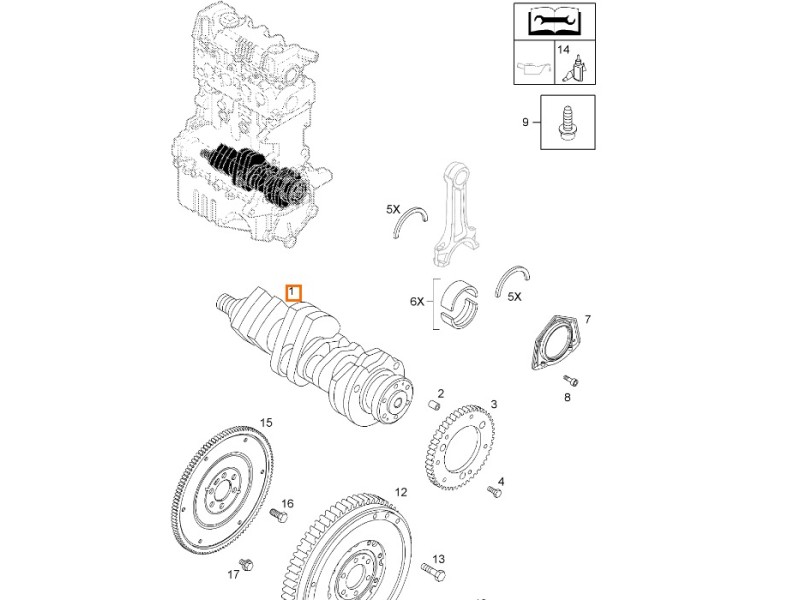 Recambio de cigueñal para opel vectra c (z02) 1.9 cdti (f69) referencia OEM IAM 64784647 95514208 