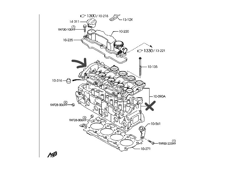 Recambio de culatin para mazda 3 sedán (bk) 1.6 di turbo (bk12y) referencia OEM IAM Y60110090  