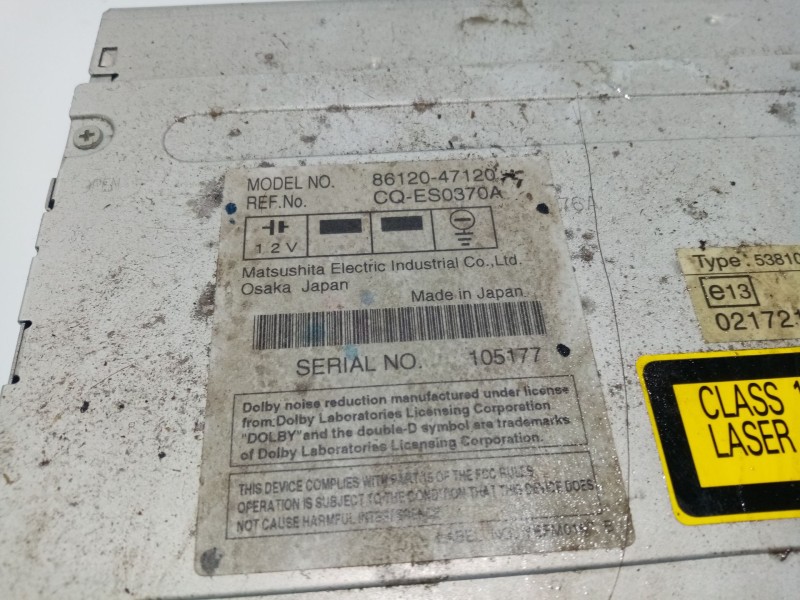 Recambio de sistema audio / radio cd para toyota prius (nhw20) 1.5 cat referencia OEM IAM 8612047120  