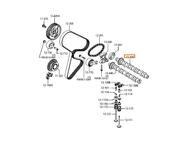 Recambio de arbol de levas para mazda 3 sedán (bk) 1.6 di turbo (bk12y) referencia OEM IAM Y60112421  