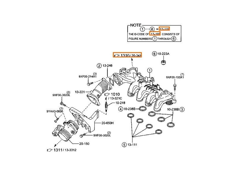 Recambio de colector admision para mazda 3 sedán (bk) 1.6 di turbo (bk12y) referencia OEM IAM Y60110220C  